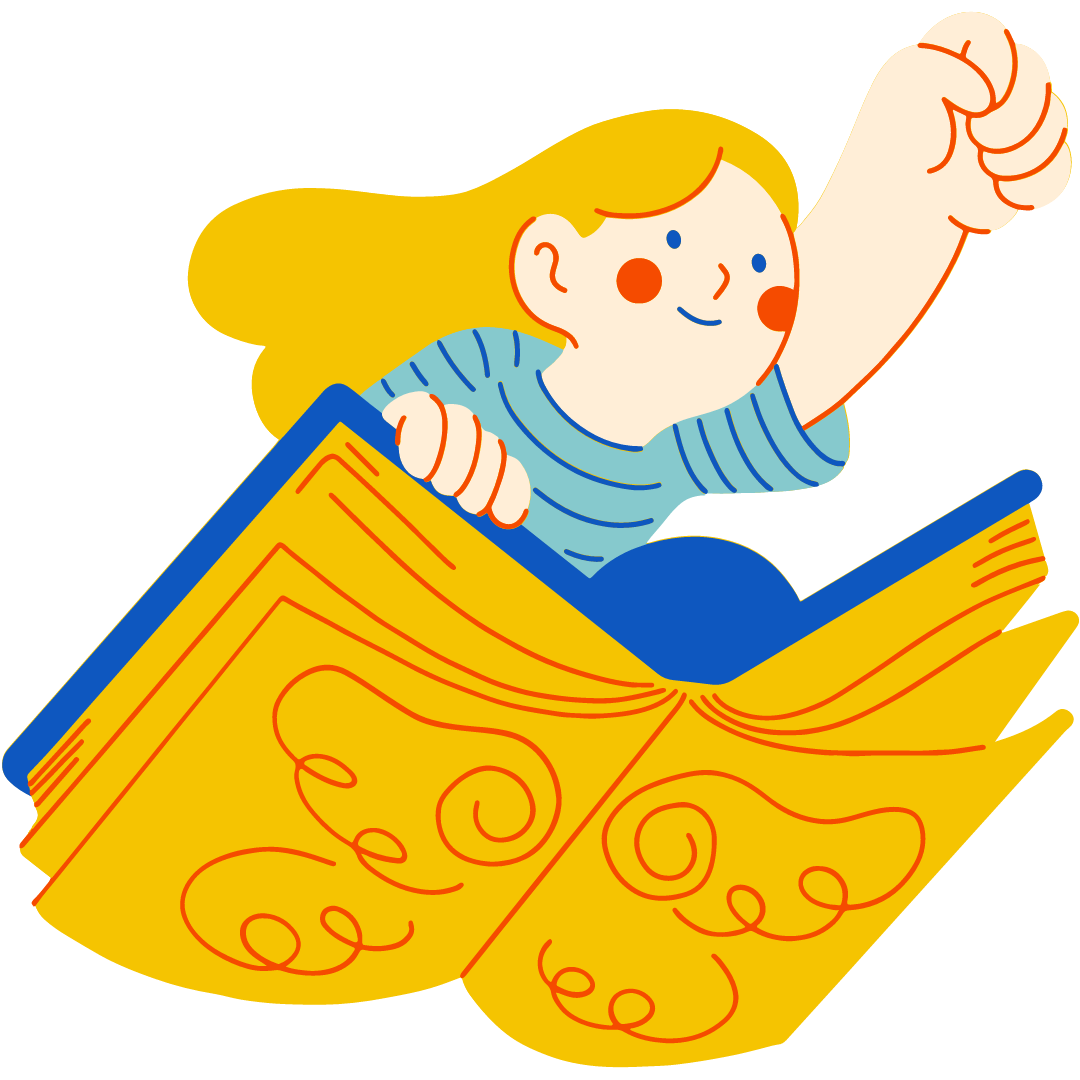 girl flying atop an open book